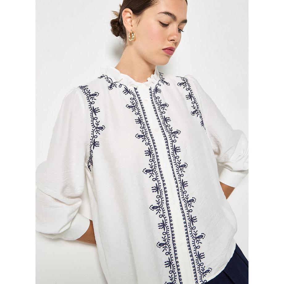 APRICOT Blouse brodée à col volanté  