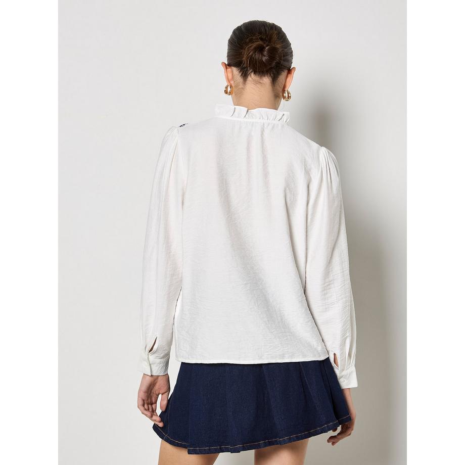 APRICOT Blouse brodée à col volanté  