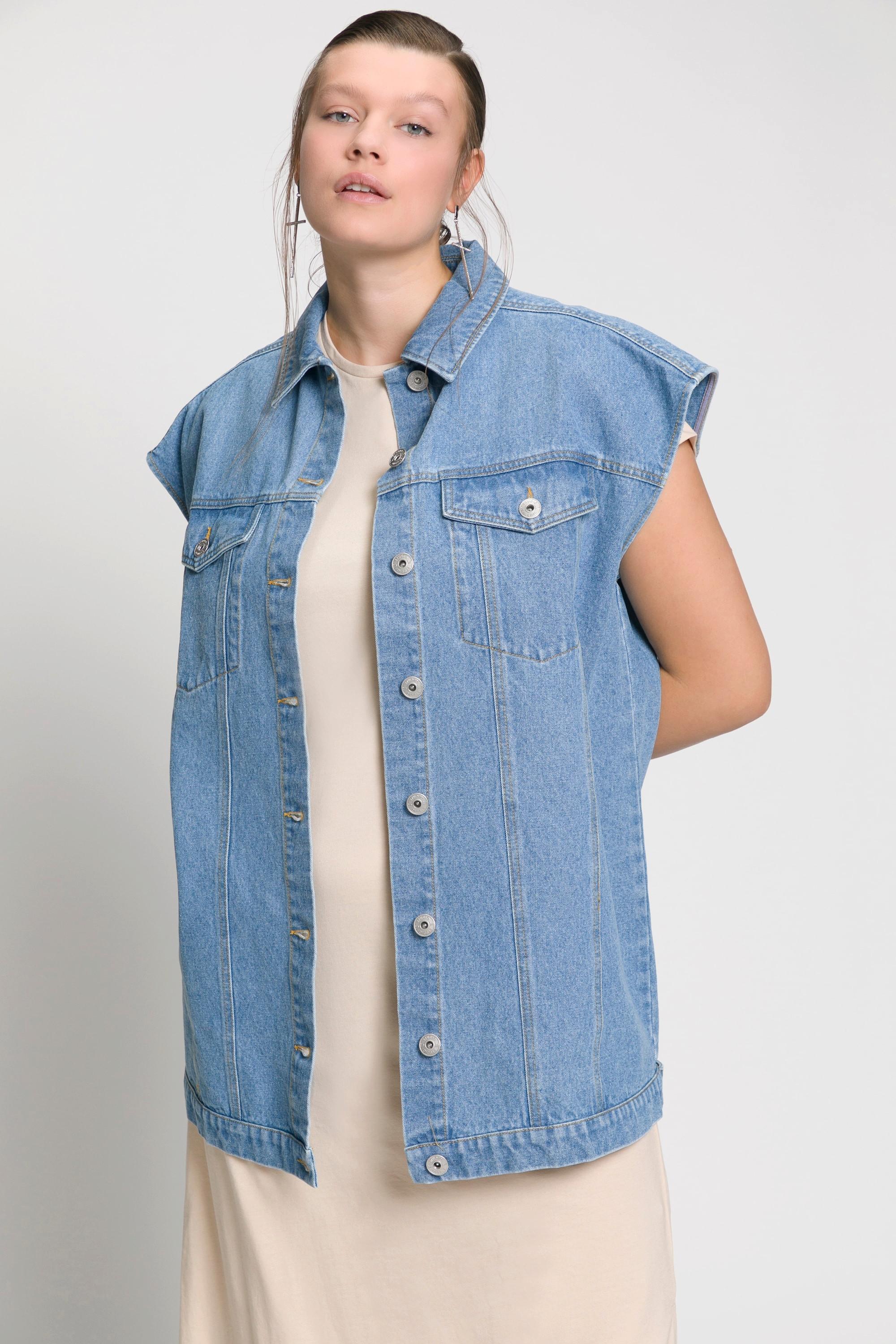 Studio Untold  Gilet en jean, oversized, col de chemise, 4 poches 