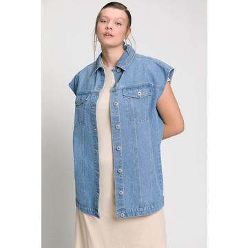 Gilet en jean, oversized, col de chemise, 4 poches