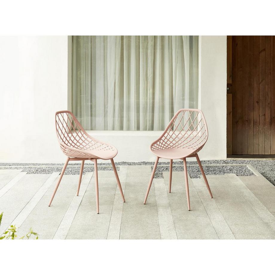 Vente-unique Gartenstuhl 2er-Set - Polypropylen & Metall - Altrosa - MALAGA von MYLIA  