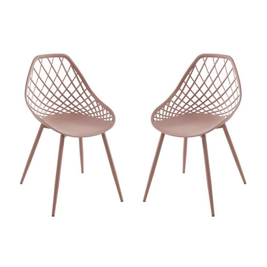 Gartenstuhl 2er-Set - Polypropylen & Metall - Altrosa - MALAGA von MYLIA