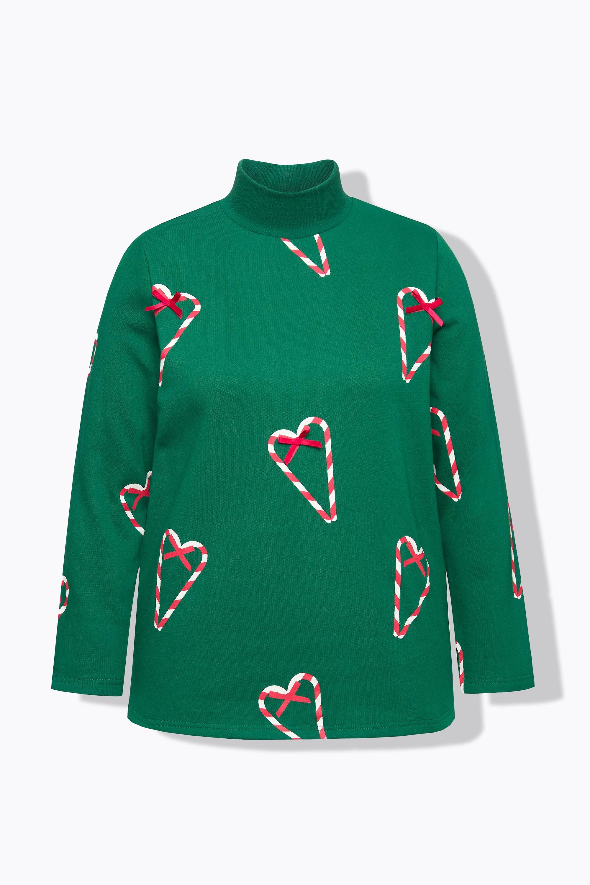 Ulla Popken Sweat-shirt Classique Col Montant Manches Longues Imprimé Sucre d'Orge  