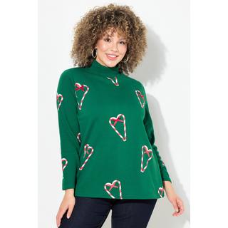 Ulla Popken Sweat-shirt Classique Col Montant Manches Longues Imprimé Sucre d'Orge  