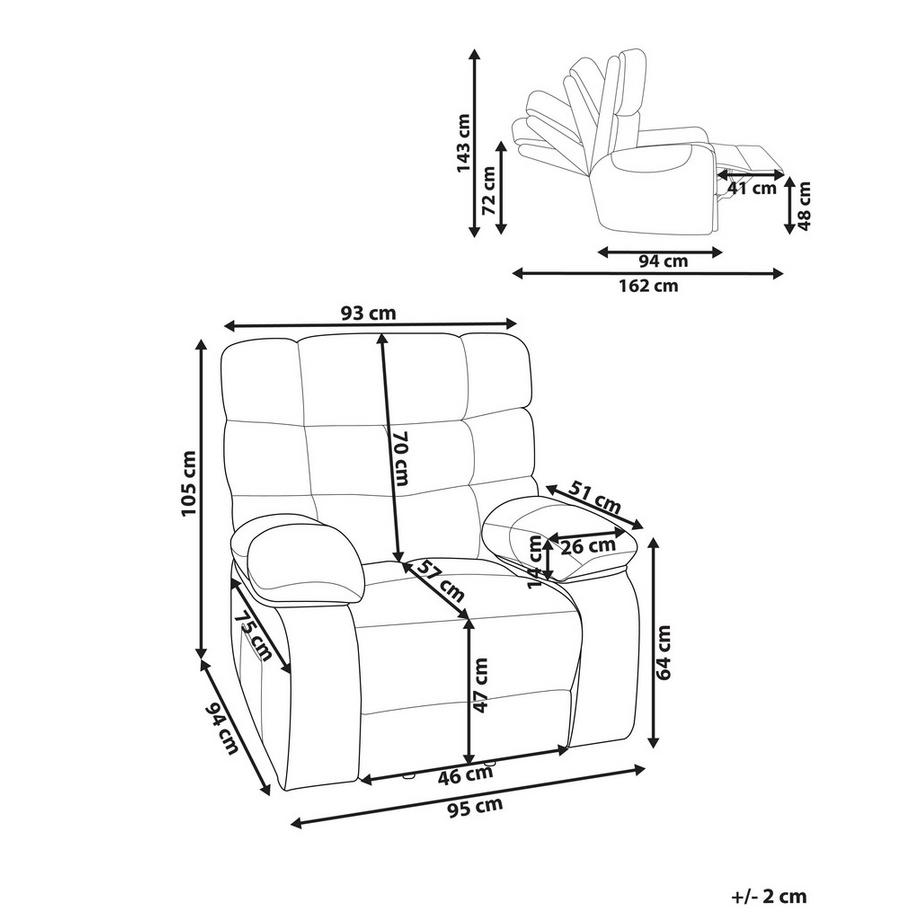 Beliani Fauteuil inclinable électrique en Tissu  ARES  