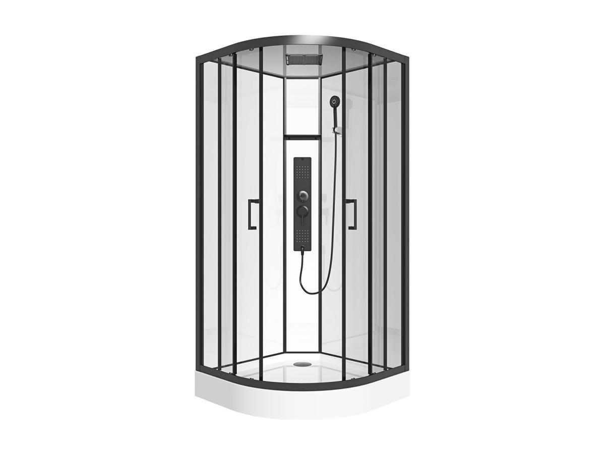 SHOWER DESIGN Viertelkreis-Duschkabine mit Hydromassage - 90 x 90 x 215 cm - SOLENA  