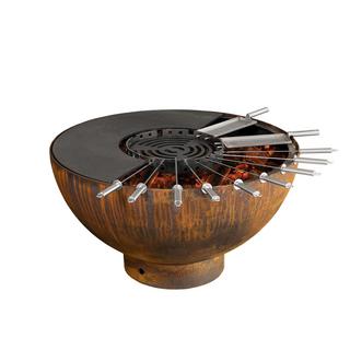 Mr. Grill Mr. Grill Bassin de feu Rusty avec anneau de gril et accessoires  