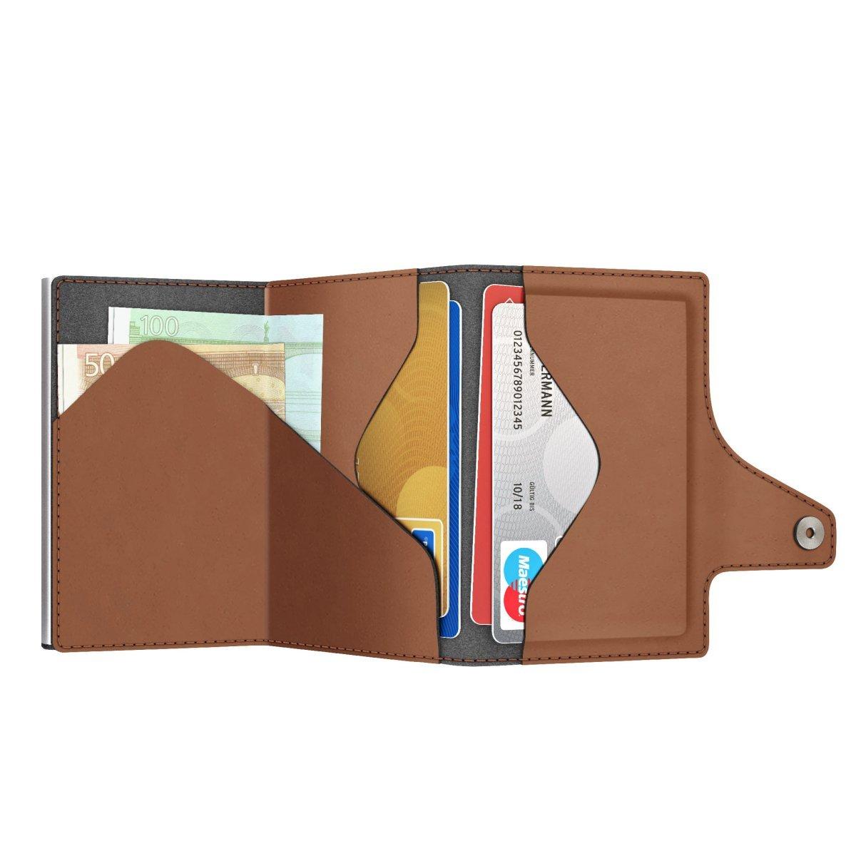 Tru Virtu Click & Slide Vegan Bio Apple Portefeuille Brun Argent  