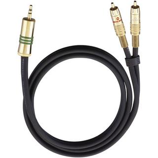 Oehlbach  Cinch / Klinke Audio Anschlusskabel [2x Cinch-Stecker - 1x Klinkenstecker 3.5 mm] 1.00 m Schwarz vergoldet 