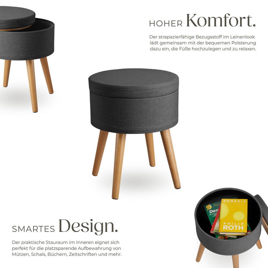 Tectake Sgabello contenitore  Yara Rotondo  