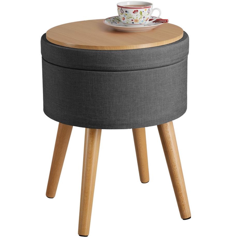 Tectake Sitzhocker mit Stauraum Yara rund Belastbarkeit 300 kg  