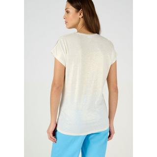 Damart  Tee-shirt mélange lin et viscose, col V avec galon croquet, manches T. 