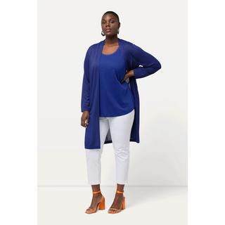 Ulla Popken  Cardigan long à encolure en V et col montant, paillettes 