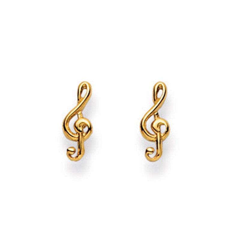 MUAU Schmuck  Clous d'oreilles clef en or jaune 750, 10x4mm 