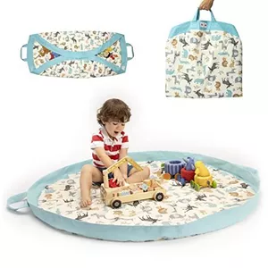 Kinderspielzeug-Aufbewahrungstasche, 100% Baumwolle, mobile große, einfache Spiel- und Aufbewahrungsmatte, Tidy Bag. Spielzeugtasche für Kinder (XXL)