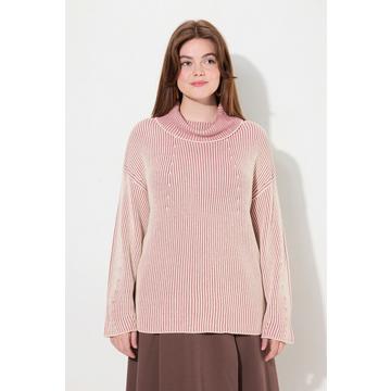 Maglione dolcevita in maglia a costine con cotone biologico e maniche lunghe