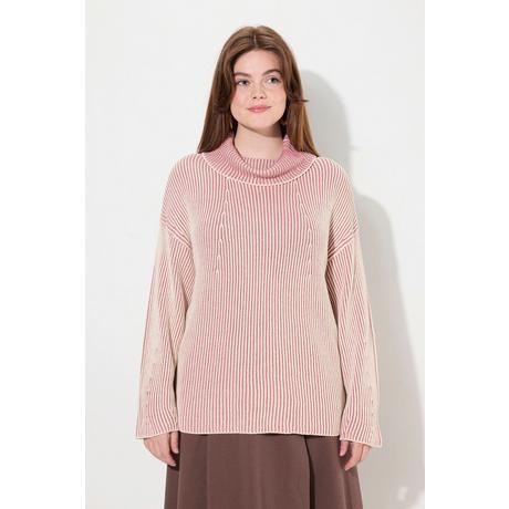 Ulla Popken  Pullover, Rippstrick, Rollkragen, Langarm, Biobaumwolle 