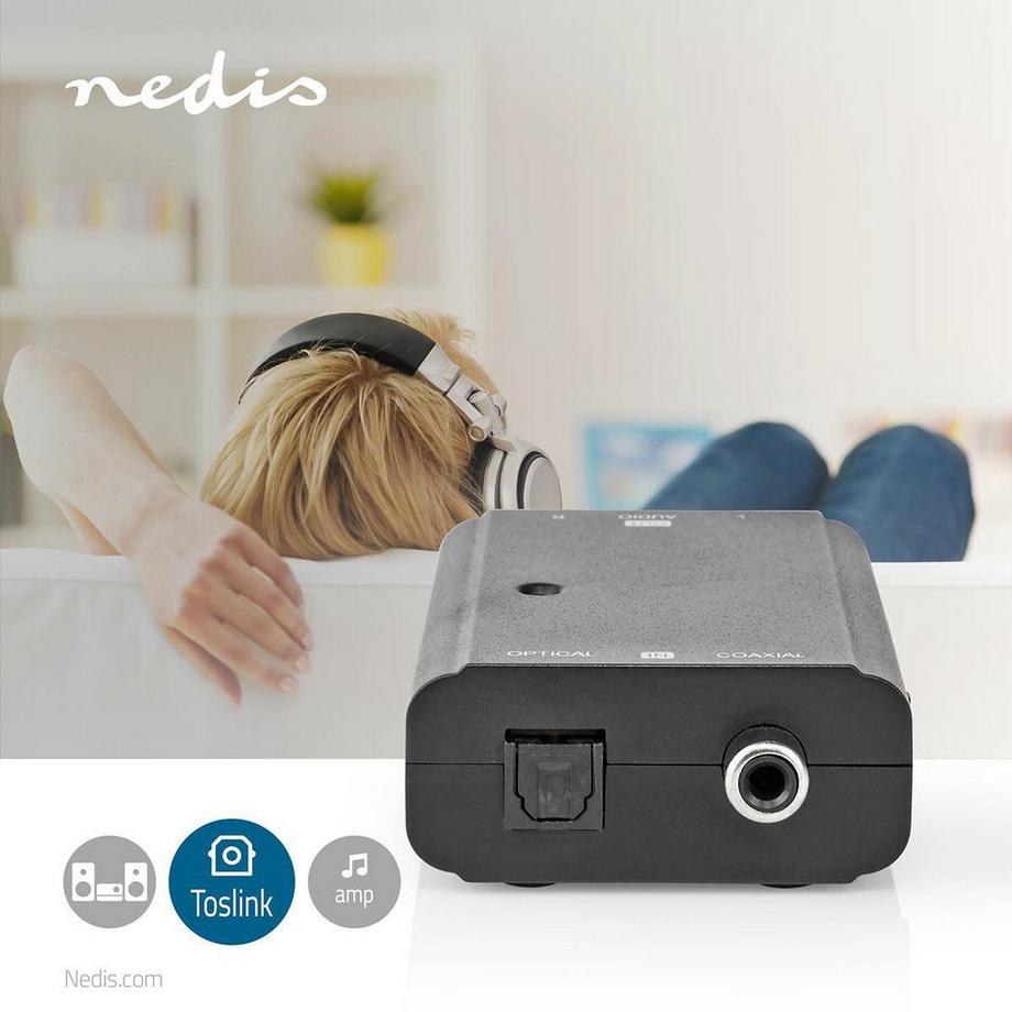 Nedis  Digital Audio Converter | Zwei-Wege | Anschluss Eingang: 1x S/PDIF (RCA) Buchse / 1x TosLink Buchse | Anschluss Ausgang: 2x RCA Buchse | ARC | Bedienungsanleitung | Schwarz 