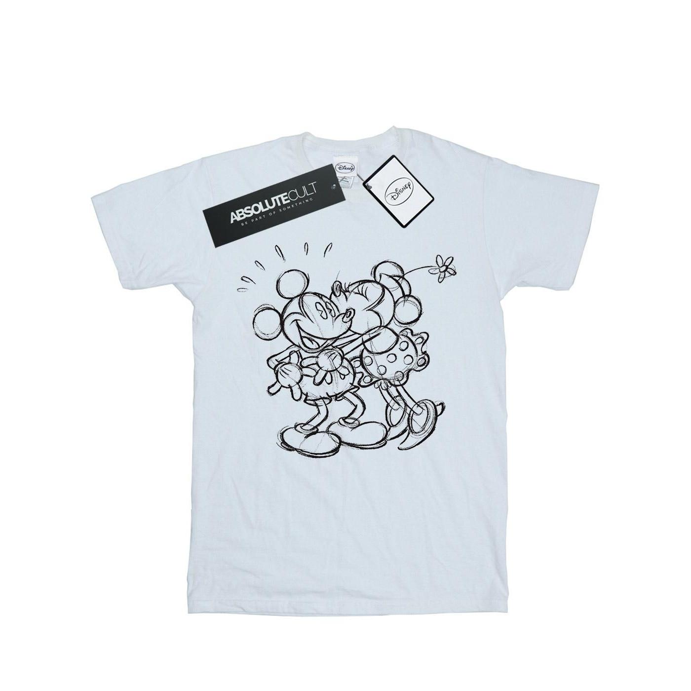 Image of Mickey And Minnie Mouse Kiss Sketch Tshirt Damen Weiss XXL