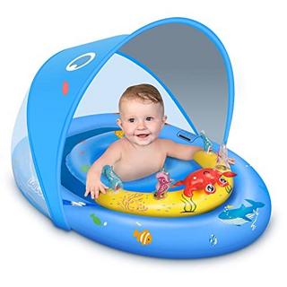 Activity-board  Schwimmring Baby mit UPF50+ Sonnenschutzdach & Spielzeug, Schwimmhilfe Baby für den Pool, Kleinkind 