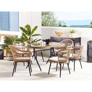 Beliani Set da pranzo da giardino en Rattan sintetico Boho ALIANO II  