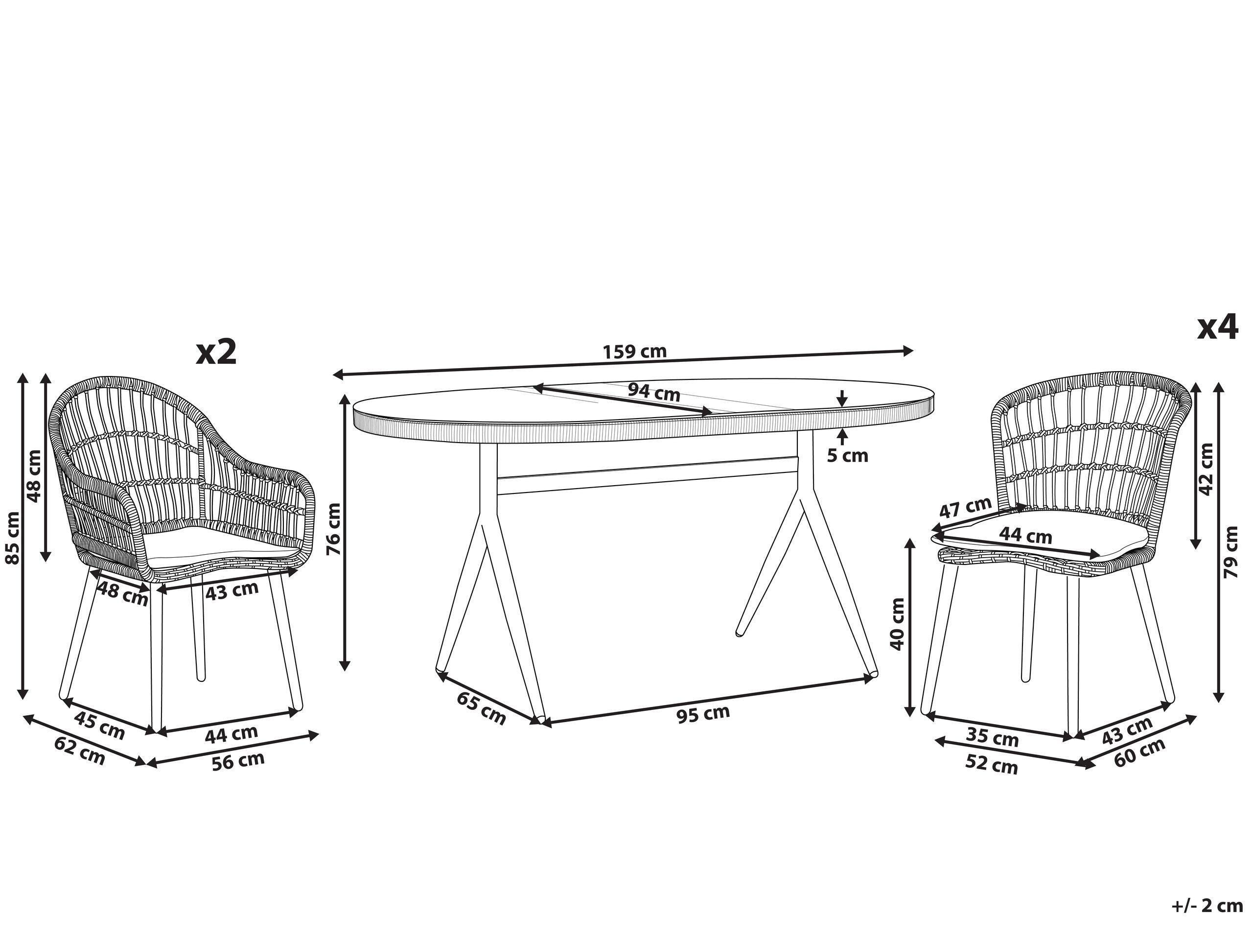 Beliani Gartentisch Set aus PE Rattan Boho ALIANO II  