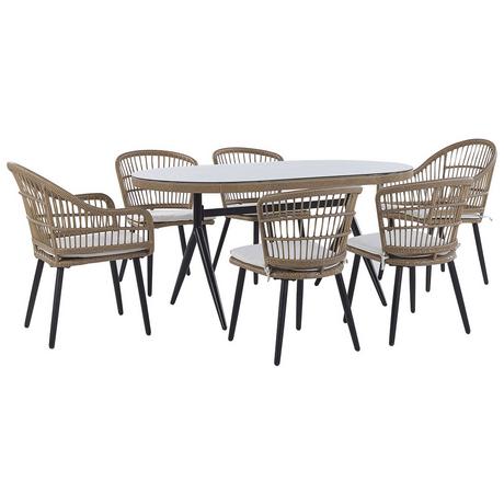 Beliani Set da pranzo da giardino en Rattan sintetico Boho ALIANO II  