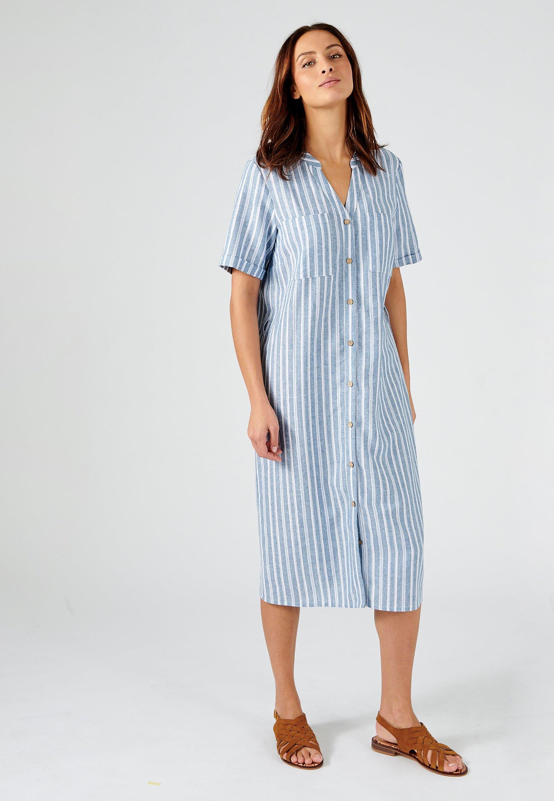 Image of Kleid Aus *leinenmix. Damen Blau 40