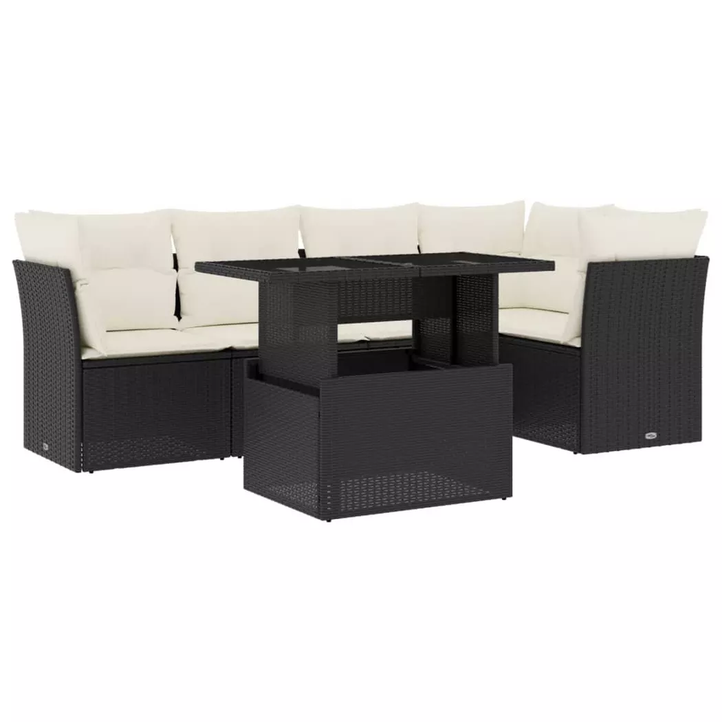 VidaXL - set divano da giardino Polirattan, One Size, Nero