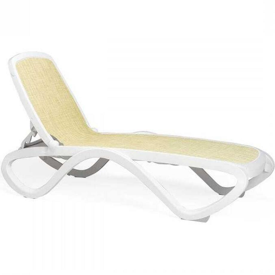 Chaise longue de jardin Omega blanc beige