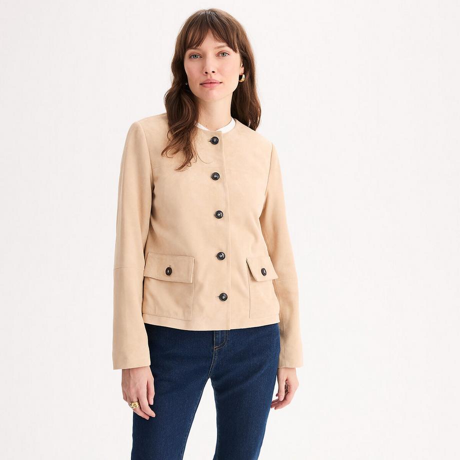 La Redoute Collections Blouson en cuir de chèvre avec fermeture à bouton-pression  