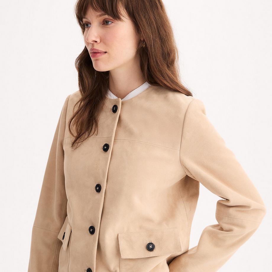 La Redoute Collections Blouson en cuir de chèvre avec fermeture à bouton-pression  