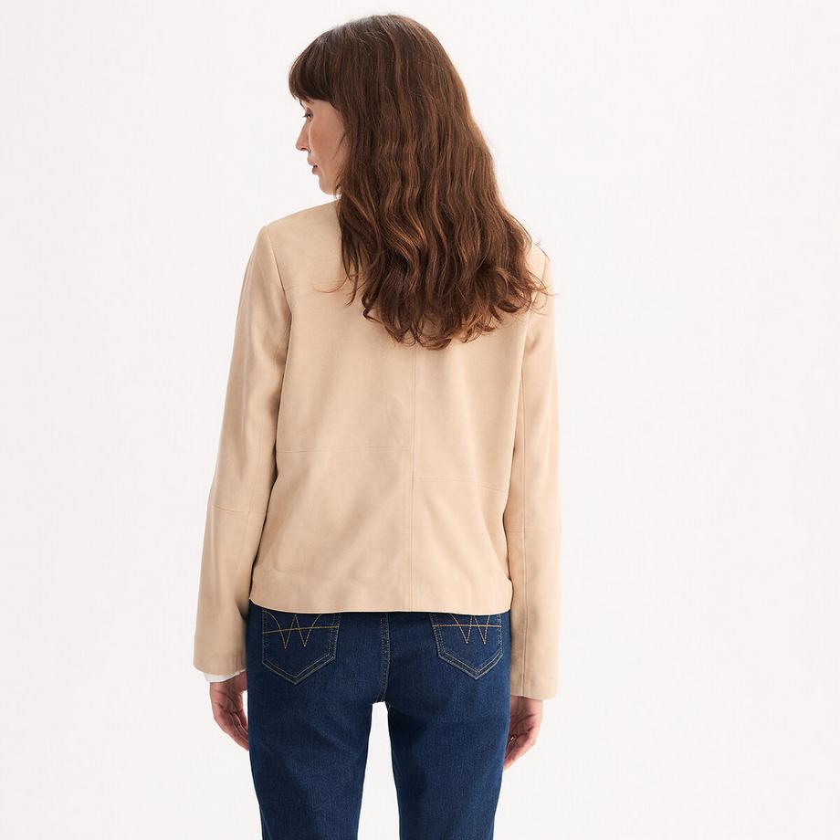 La Redoute Collections Blouson en cuir de chèvre avec fermeture à bouton-pression  