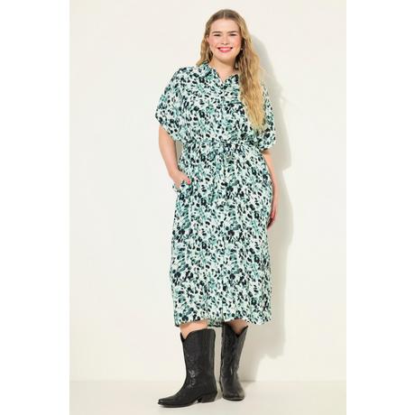 Studio Untold Oversized Allover Print Hemdblusen Midikleid mit Hemdkragen und Taillen Bindegürtel  