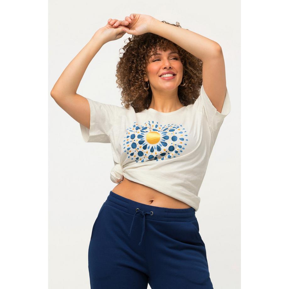 Ulla Popken Mandala A-Linie Rundhals Halbarm T-Shirt  
