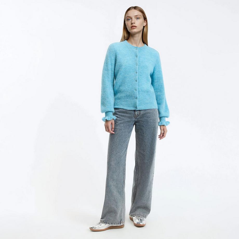 La Redoute Collections Geknöpfte Strickjacke mit Rüschenärmeln  