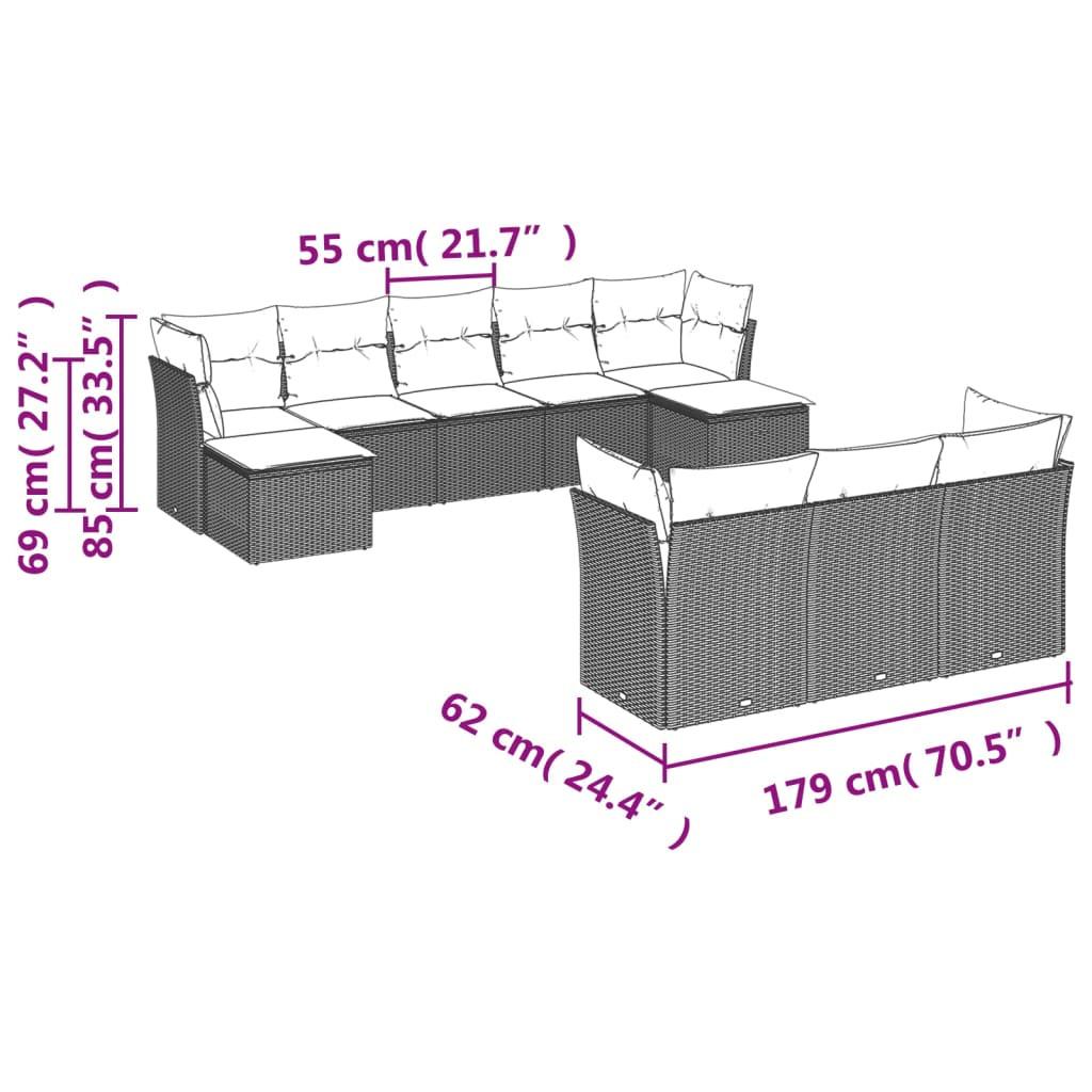 VidaXL Ensemble de canapés de jardin rotin synthétique  