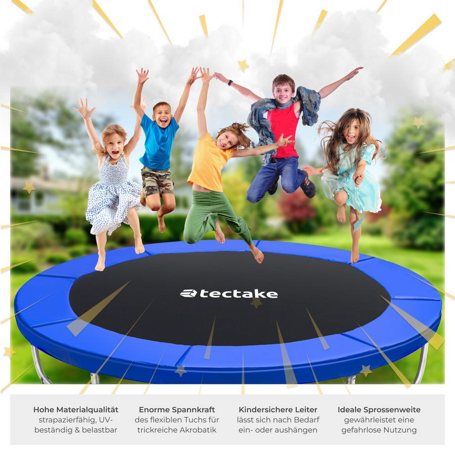 Tectake  Trampolin Garfunky Ø 457 cm,  GS zertifiziert mit Sicherheitsnetz 