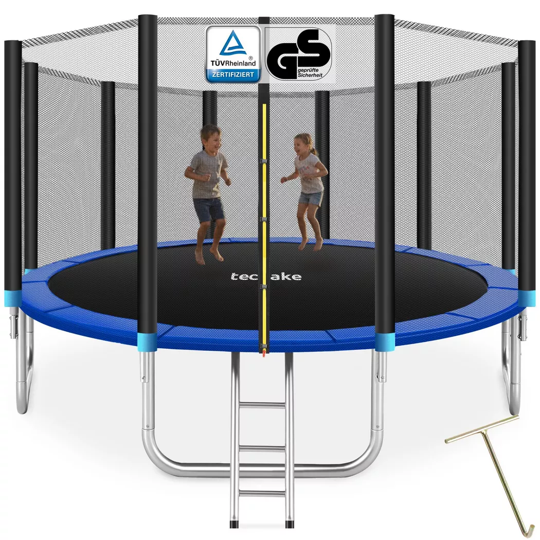 tectake Outdoor Trampoline With Safety Net, Ladder & Padded Frame - 457 Cm