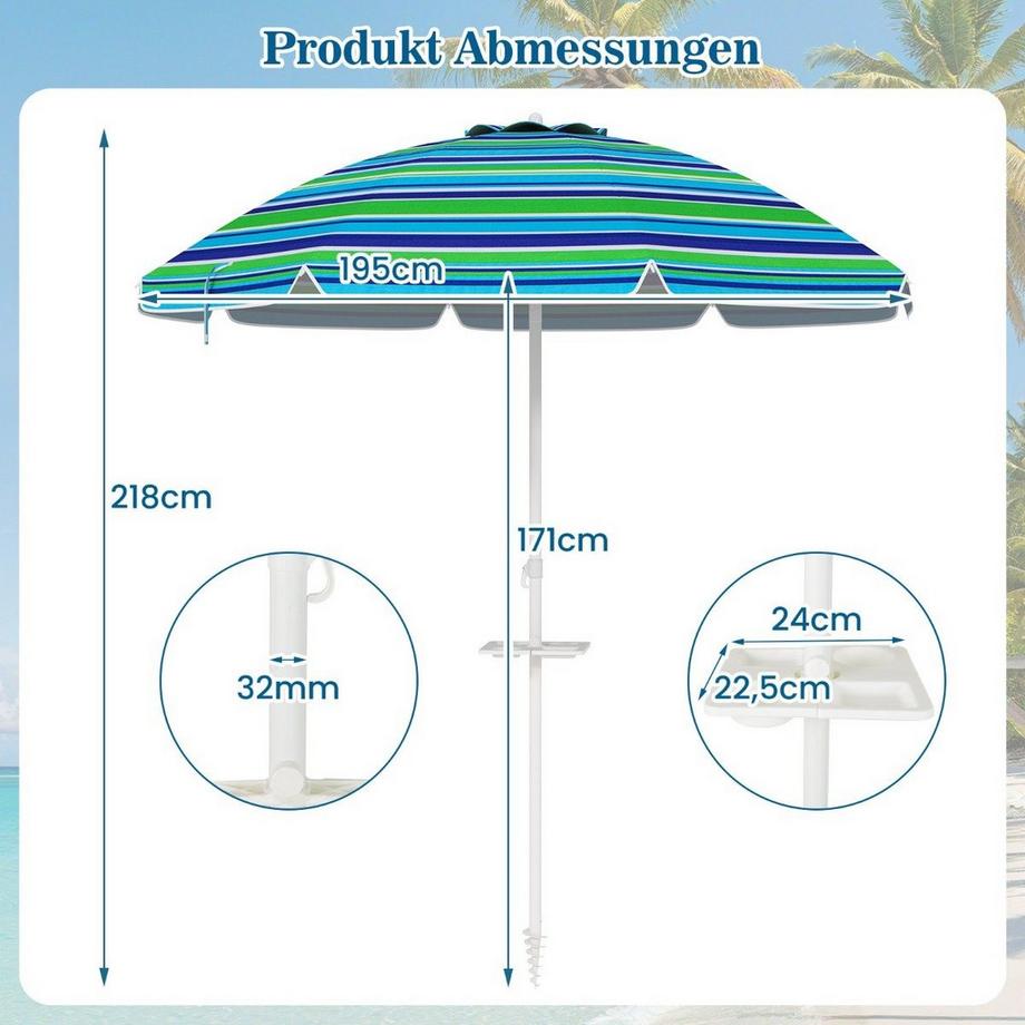 Northix Ombrellone da spiaggia con portabicchieri  