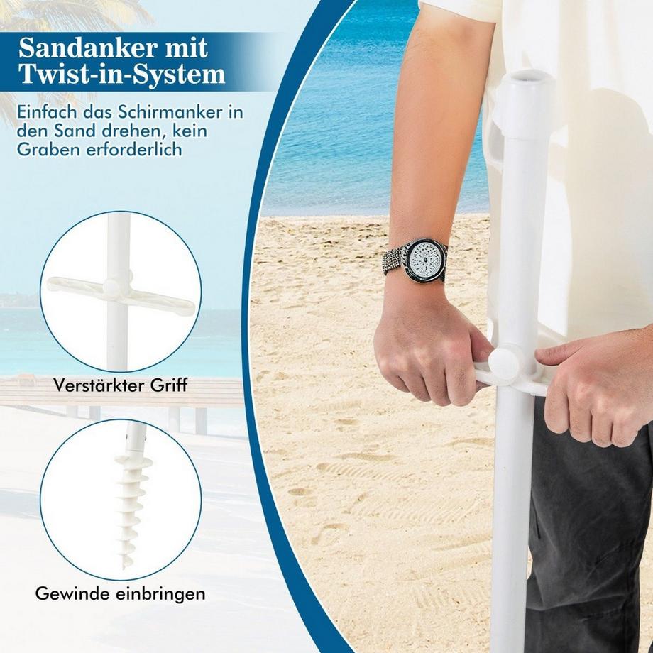 Northix Ombrellone da spiaggia con portabicchieri  