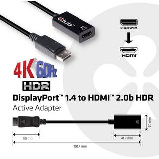 Club3D  Club 3D DisplayPort 1.4 auf HDMI 2.0b HDR Aktiver Adapter 