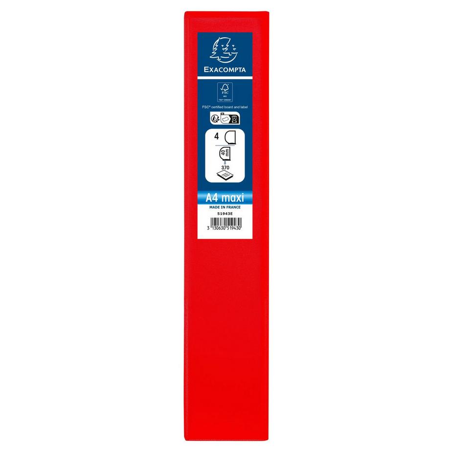 Exacompta Festes Ringbuch PP, 4 Ringe 40mm in D-Form, Rückenbreite 64mm, für DIN A4 Maxi, Kreacover - x 10  