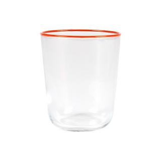 Vente-unique Lot de 6 verres à eau à liseré orange - 31,5 cl - D. 8 x  H. 9.5 cm - AZURAN  