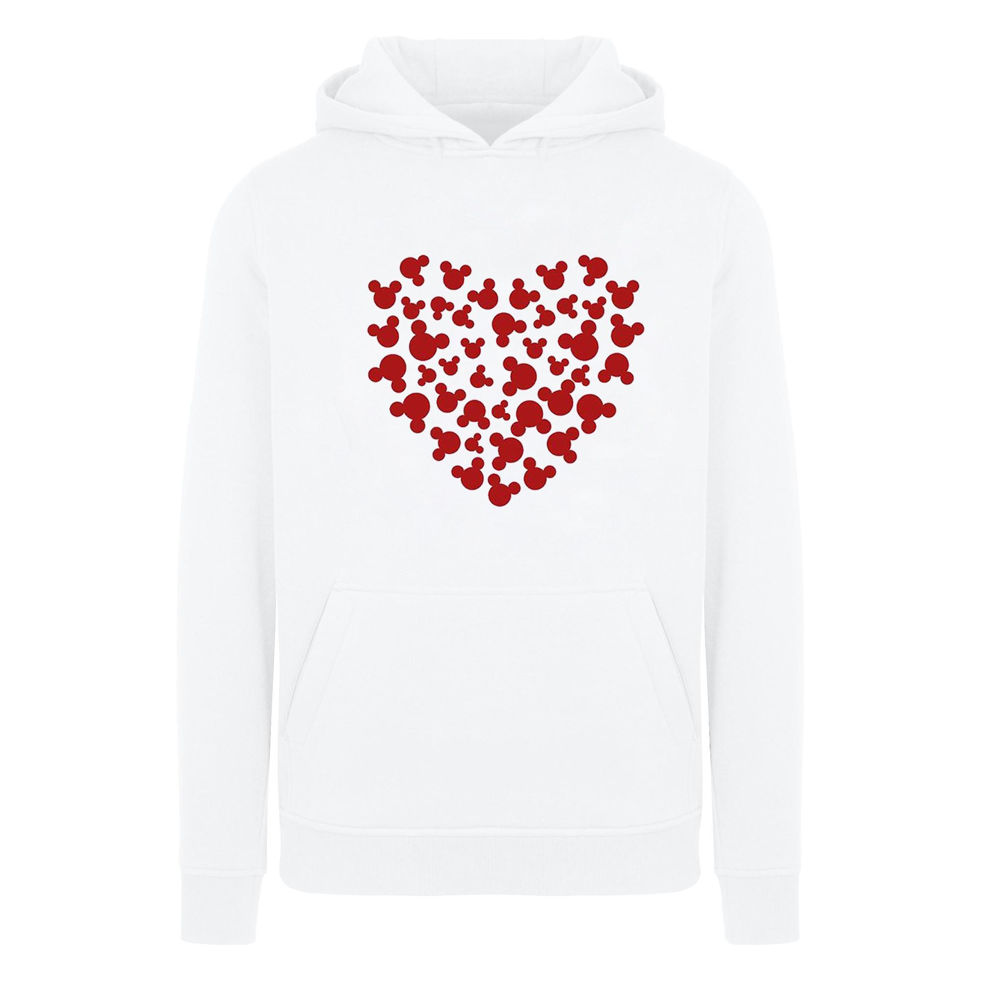 Image of Mickey Mouse Heart Silhouette Kapuzenpullover Unisex Weiss 152-158