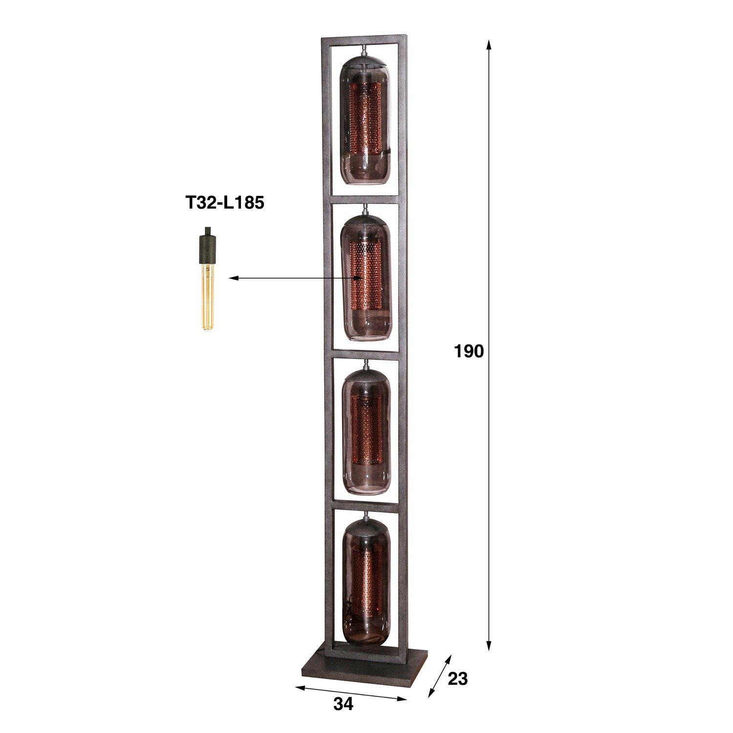 mutoni Lampada da terra in vetro fumé 4L  