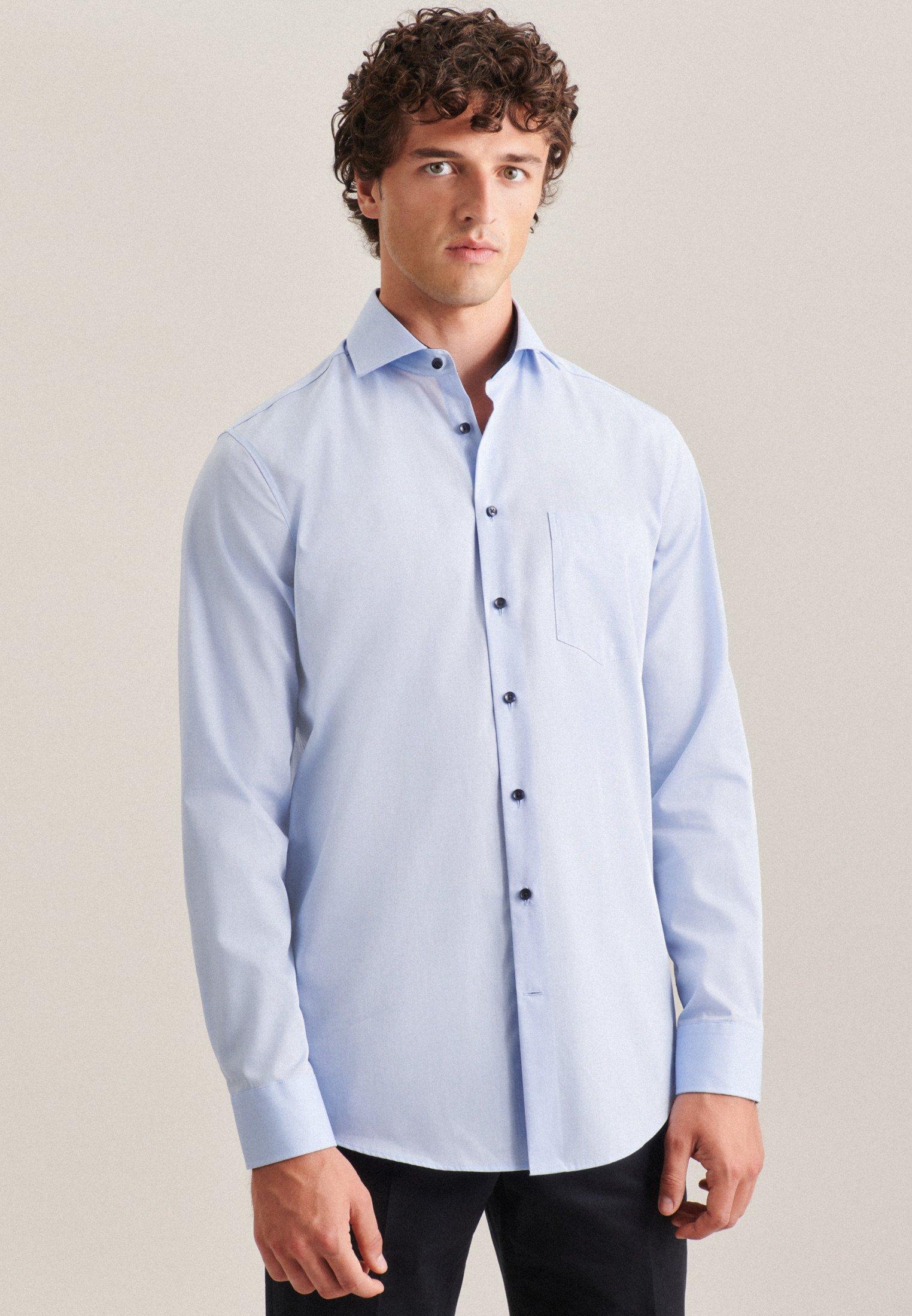 Image of Business Hemd Regular Fit Langarm Uni Herren Hellblau 47