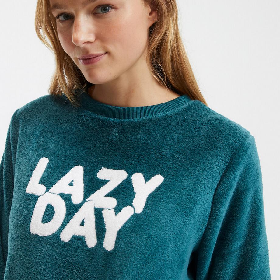 SO'HOME Fleece Schlafanzug mit Schriftzug  