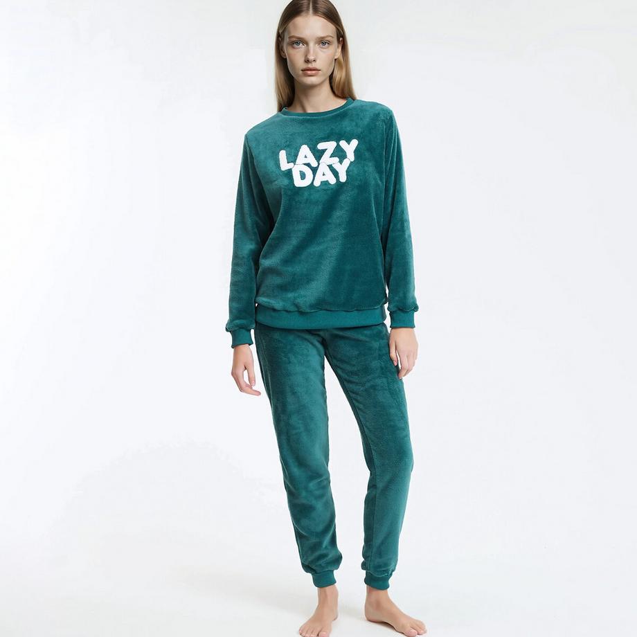 Fleece-Schlafanzug mit Schriftzug
