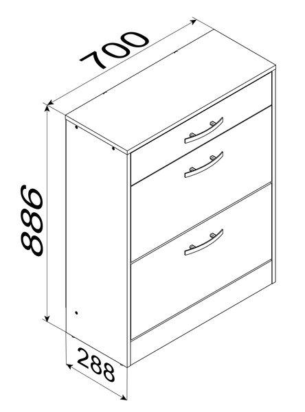 VCM Étagère en bois Kipper Étagère à chaussures Armoire à chaussures Basculement de chaussures 2 abattants Tablette Balia  